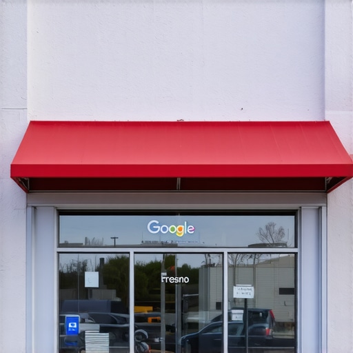 Fresno storefront with Google Map highlighting local business