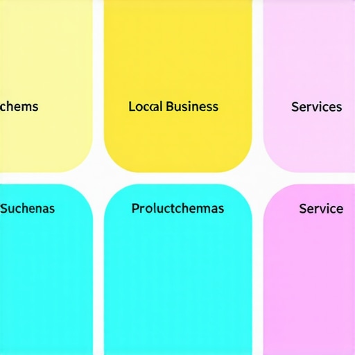 Infographic showing different schema types like LocalBusiness, Product, and Service for local SEO enhancement.