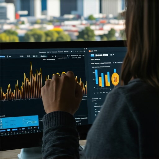 Person reviewing local SEO analytics for Fresno on a laptop with city view