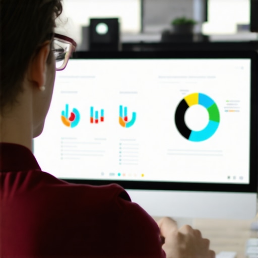 Analyzing Local SEO Tools for Fresno Businesses Person reviewing SEO analytics on a monitor inside a Fresno-based office.