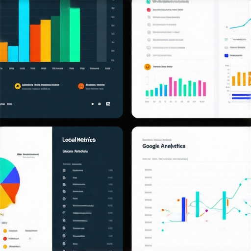 Close-up of a laptop screen displaying local SEO analytics and Google Analytics graphs.
