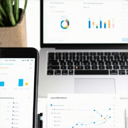 Local SEO Tools for Fresno Businesses A person analyzing Fresno local SEO analytics on a laptop and smartphone.