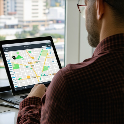 Fresno business owner working on local SEO strategies with maps and analytics