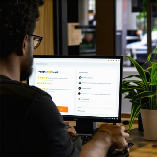 Fresno small business owner checking reviews on a laptop