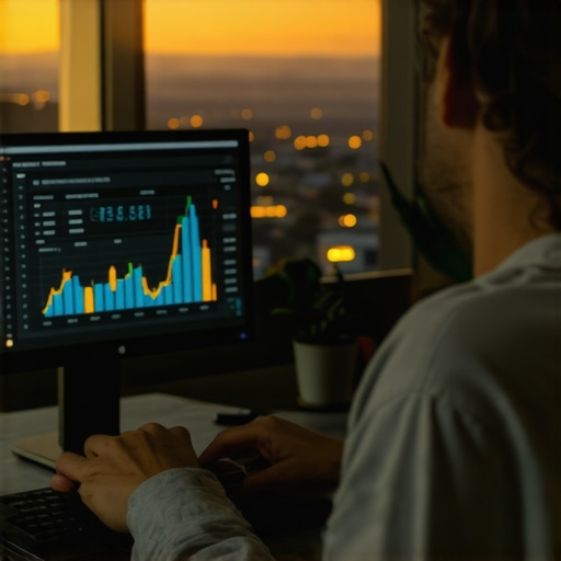 Person analyzing local SEO data on a laptop with Fresno skyline behind