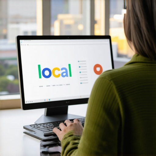 Person analyzing local SEO data on a laptop with Fresno skyline